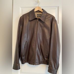 Nautica brown leather jacket size M